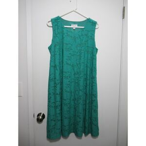 Susan Graver Sleeveless Midi Dress Green with ¾ Bell Sleeve Jacket Size LP